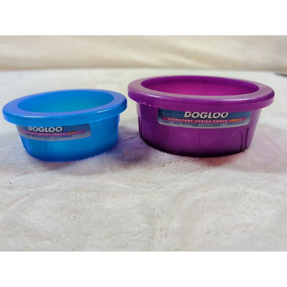 Dogloo Signature Series Crock Pet Bowls Small Purple & Mini Blue‎ Set of 2 USA